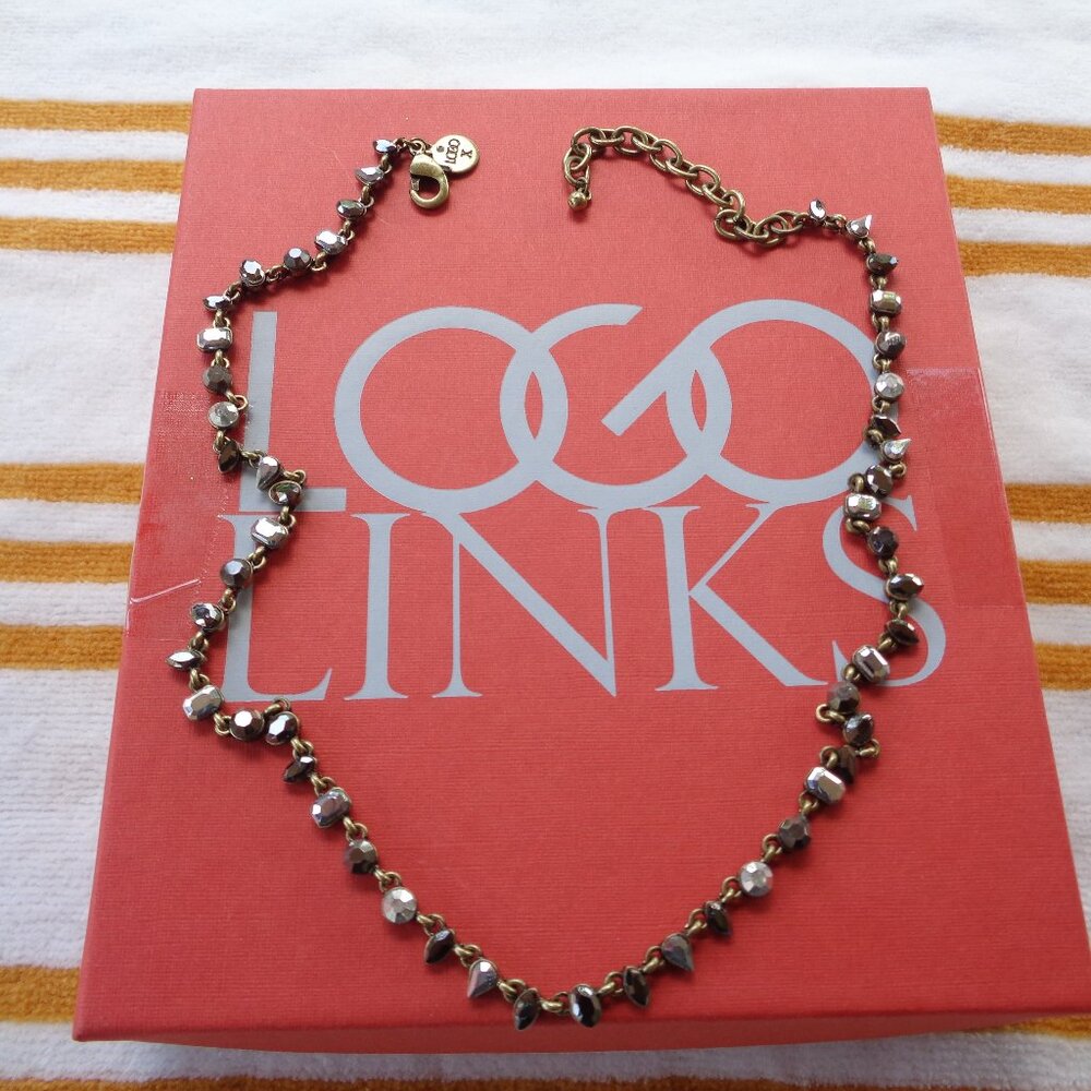 LOGO Links by Lori Goldstein Legacy Mini Metallic Necklace goldtone J359567 18"